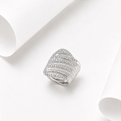 Anel max zirconia cravejada prata 925