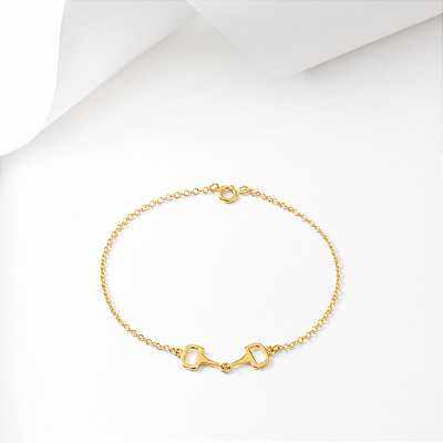 Pulseira mini bridao quadrado prata 925 banhado ouro