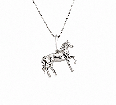 Colar cavalo 3d em prata 925
