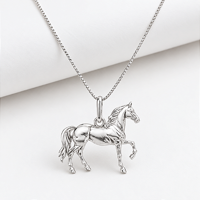 Colar cavalo 3d em prata 925
