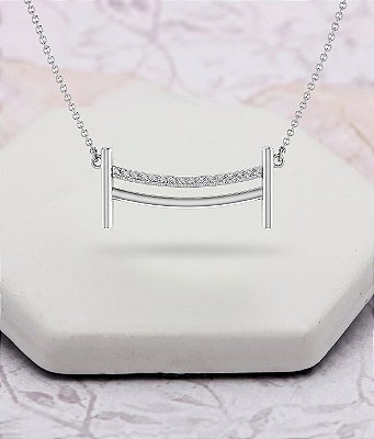 Colar Obstáculo cravejado prata 925