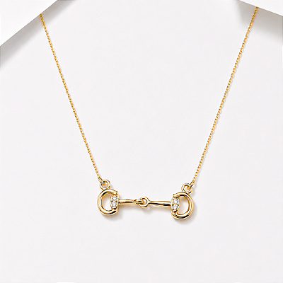 Colar bridão baby cravejado em ouro 18k