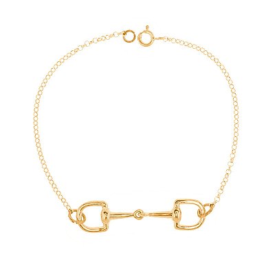 Pulseira bridão prata 925 banhado ouro 18k