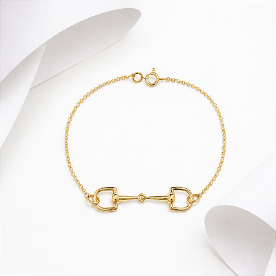 Pulseira bridão prata 925 banhado ouro 18k