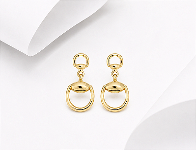 Brinco bridão prata 925 banhado ouro 18k