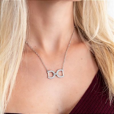 Colar bridão zircônia prata 925