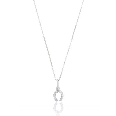 Colar ferradura zircônia prata 925