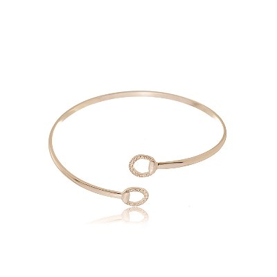 Bracelete  duplo  meio bridão  cravejado prata 925 banhado a ouro 18k.