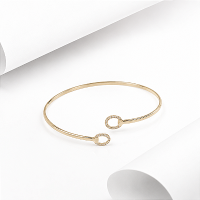 Bracelete meio bridão duplo cravejado prata 925 banhado a ouro 18k.