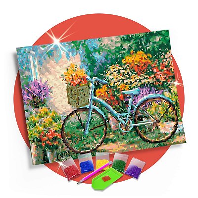 Pintura com Diamantes -  Bicicleta com Flores 30x42