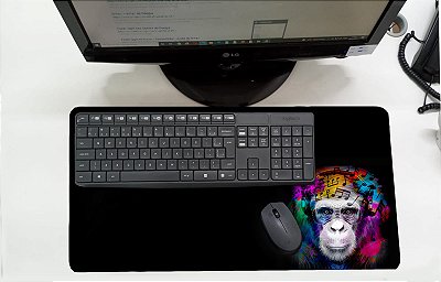 Mouse Pad / Desk Pad Grande 30x70 Linha Pets - Macaco Músico