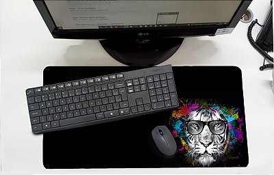 Mouse Pad / Desk Pad Grande 30x70 Linha Pets - Tigre Colorido