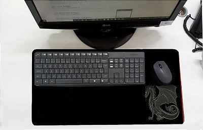 Mouse Pad / Desk Pad Grande 30x70 Linha Pets - Dragão Cinza
