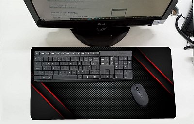 Mouse Pad / Desk Pad Grande 30x70 Linha Office - Listras Vermelhas