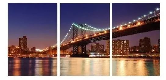 Quadro Digital - Ponte de Manhattan Colorida - 100x200 - 3pçs