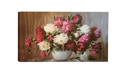 Quadro  Vaso Flores Rosa ( ID55-02 ) - Diversos Tamanhos