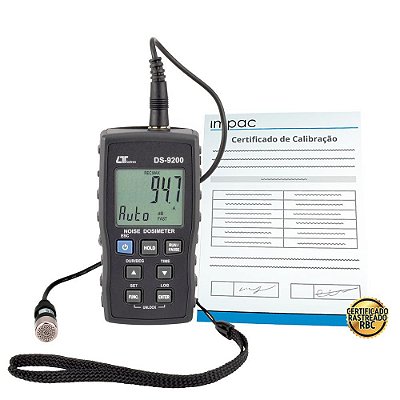 Dosímetro de Ruído Digital Datalogger DS-9200 Lutron + Certificado de Calibração Rastreável