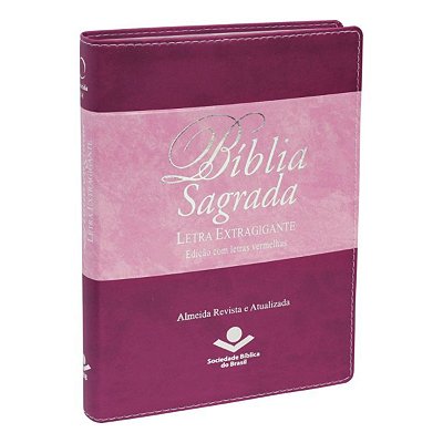 Bíblia Com Letra Extragigante Ra Luxo Com Índice Uva E Rosa