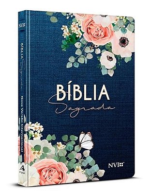 Biblia Sagrada Nvi Media Flores Jeans Capa Dura
