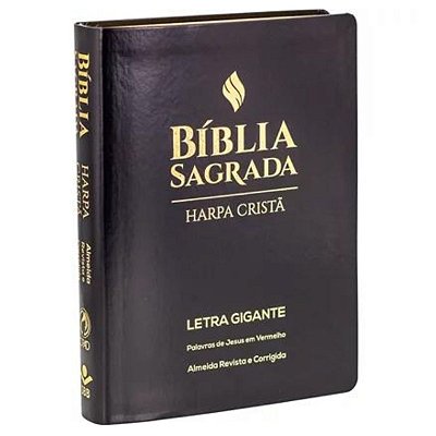 Bíblia Sagrada Letra Gigante com Harpa Cristã - Capa em couro sintético, preta: Almeida Revista e Corrigida (ARC)