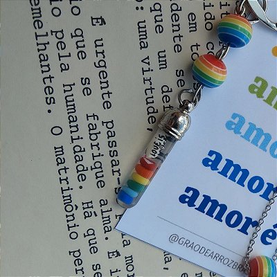 Chaveiro LGBT, SMILE ou LOVE + Pingente Com Nome no Arroz!