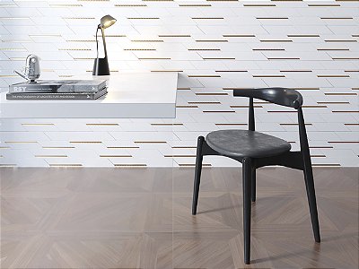 Santa Luzia Chevron 21347 Branco Friso Cobre- preço da caixa com 0,50 m² - 26 peças