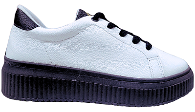 Tenis Bonfada Feminino Casual em Couro Sola Preta 801