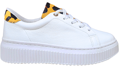 Tenis Bonfada Feminino Casual em Couro Onça 801