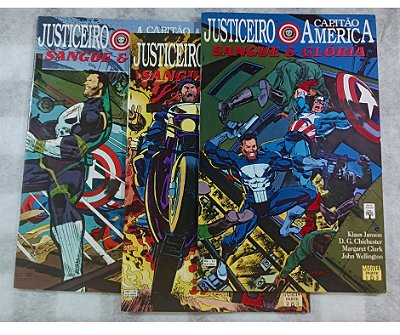 JUSTICEIRO & CAPITÃO AMERICA - SANGUE E GLORIA -  Mini série em 3 partes - Ed Abril