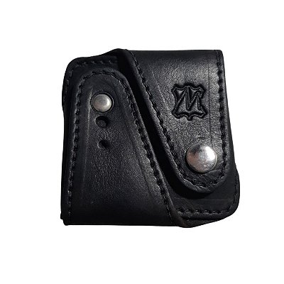 Porta Moedas Em Couro Quadrado Preto - couro legítimo