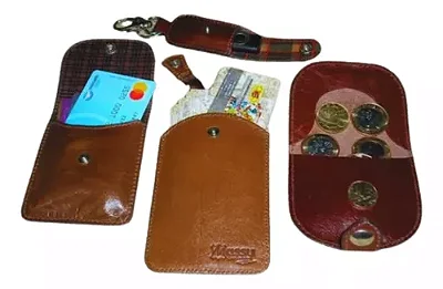 Kit 04 Peças Em Couro Legítimo