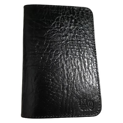 Capa Passaporte C/ 4 Divisórias - Cor preto elefante- Couro Legítimo