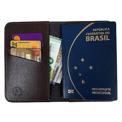 Capa Passaporte C/ 4 Divisórias - Cor Marrom- Couro Legítimo