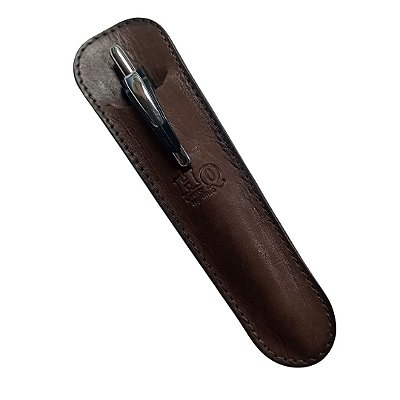 Porta Caneta/ Lapiseira - Couro Legítimo - cor Chocolate