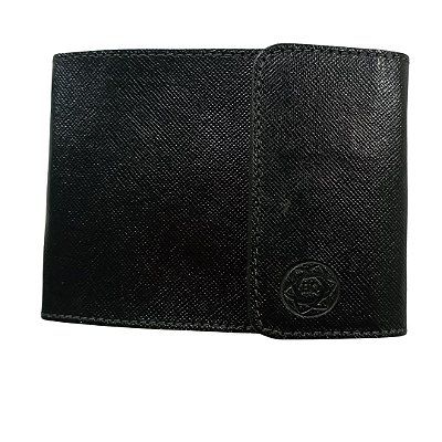 Porta Talão Cheques Em Couro Legítimo - preto