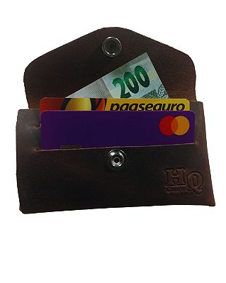 Carteira Minimalista Dobrável – em couro legítimo tipo Fóssil - Chocolate
