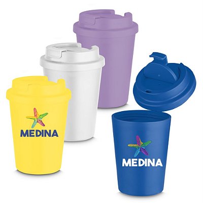 Copo Plástico 400ml com tampa.