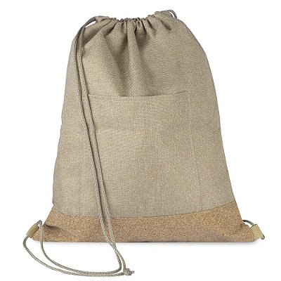Sacola/Mochila em Poliéster 600D e Cortiça (34x38x9cm)