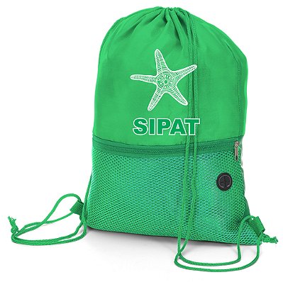 Sacola/Mochila Poliéster verde SIPAT 210D (43x32cm)