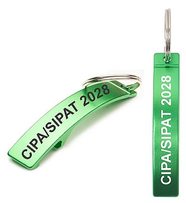 Chaveiro abridor metal VERDE SIPAT metálico com acabamento brilhante.