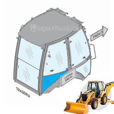 Vidro Lateral Direito Traseiro Inferior Retroescavadeira Caterpillar 416E