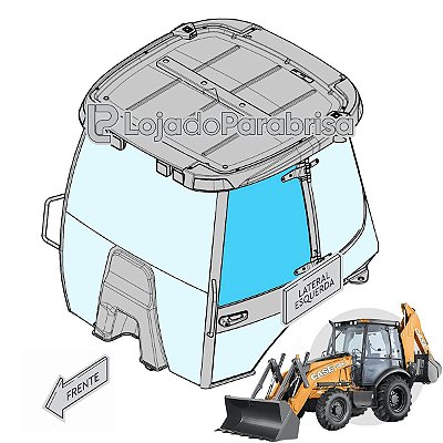 Vidro Superior da Porta Esquerda Retroescavadeira Case 580N