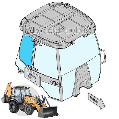 Vidro Lateral Traseiro Direito Superior Retroescavadeira Case 580N