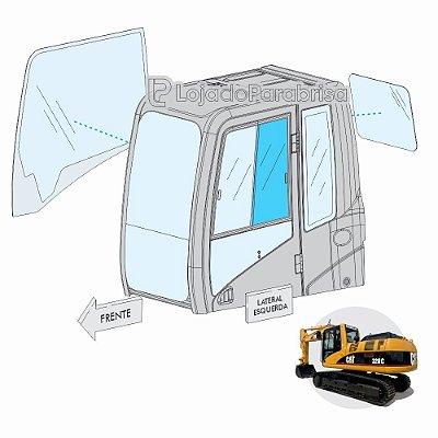 Vidro Móvel da Janela Escavadeira Caterpillar 320D 1566474