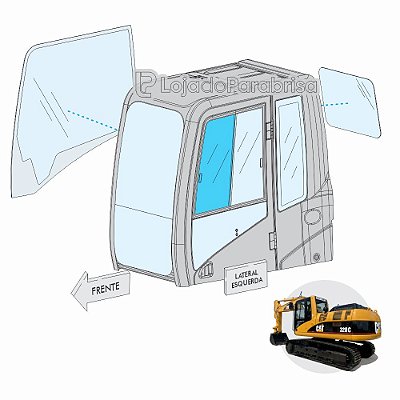 Vidro Superior da Porta Caterpillar Escavadeira 320D 156-6475