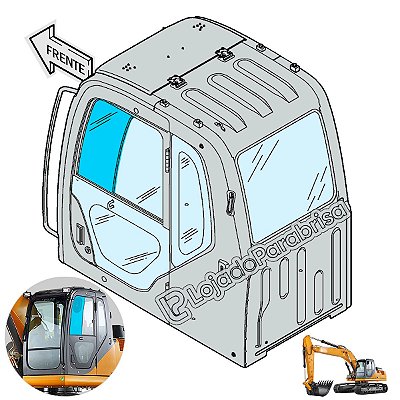 Vidro Superior da porta (Janela) Escavadeira Case CX220B