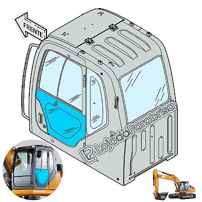 Vidro Inferior da Porta Escavadeira Case CX220B 87333378