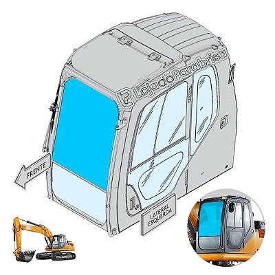 Vidro Para-brisa Superior C/Furo Escavadeira Case CX220B