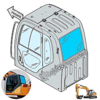 Vidro Vigia Traseiro Escavadeira Case CX220B