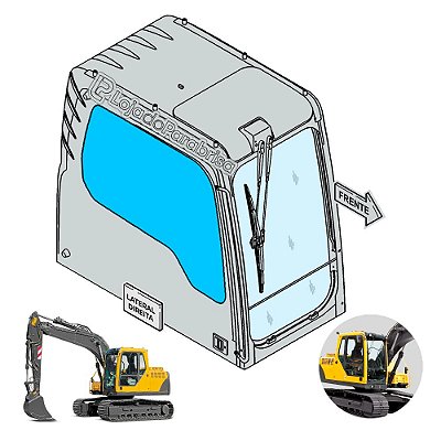 Vidro Lateral Direito (Lança) Volvo EC210 EC140B 14508463